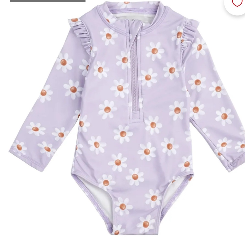 NWOT Petit Lem Daisy Print Long Sleeves UV Swimsuit Size: 3-6